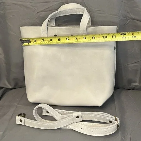 Portland Leather, Crossbody Tote, Beluga/White, w/Journal & Tassel Bag Charm - Picture 5 of 15